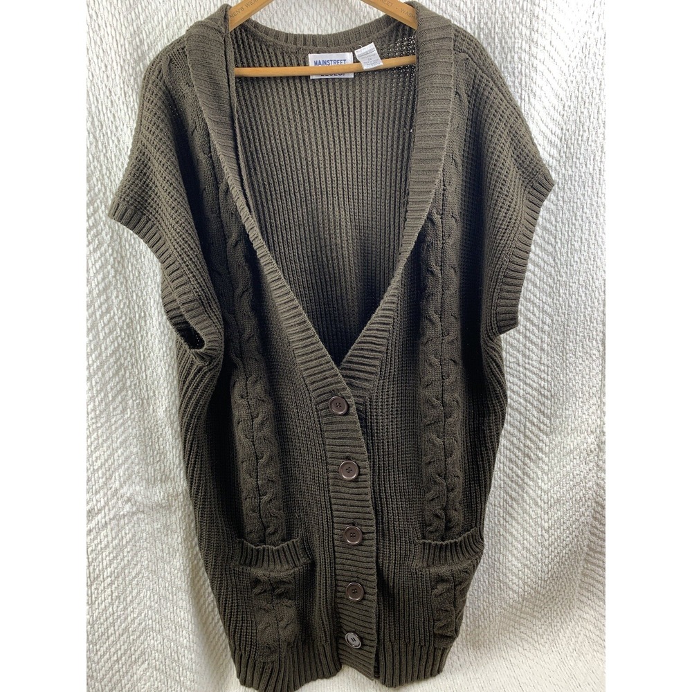 Vintage Mainstreet Blues Oversized Cardigan Sweater Brown Sz 2X Cozy Button Up